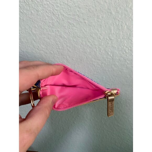 Lilly‎ Pulitzer Blue and Pink Patterned Coin Card Wallet Keychain - Picture 3 of 6